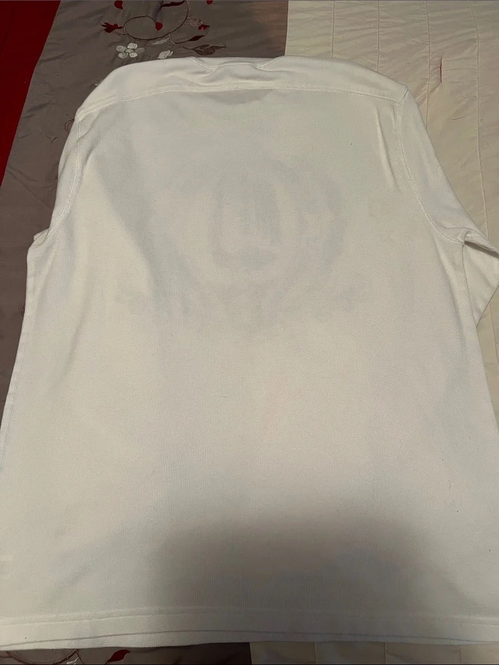 Old Navy White Crewneck Sweatshirt with Black Microphone Emblem